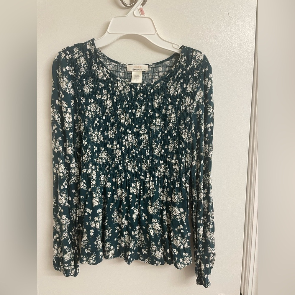 URBAN Romantics Teal Floral Blouse